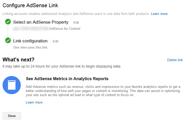 links adsense and analytics